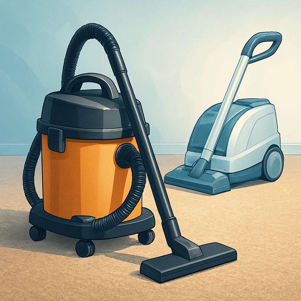 Carpet cleaner vs steam cleaner vs wet dry vacuum comparison for carpets, sealed hard floors, spills, garages, and home cleanup.
