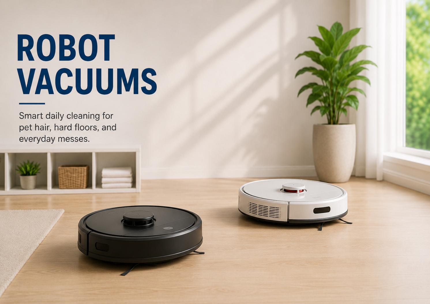 Robot vacuums collection featuring smart robot vacuum cleaners for hardwood floors, pet hair, carpet, daily cleaning, mapping, and home floor maintenance.