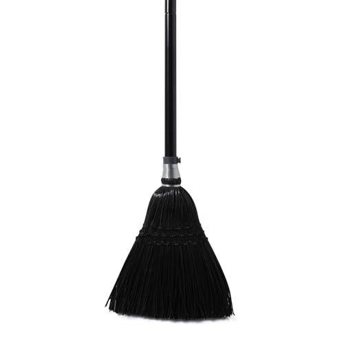 Yocada Broom Commercial Indoor Outdoor Broom 55.5 inch Tall for Courtyard Garage Lobby Mall Market Floor Home Office Leaves Stone Dust Rubbishb Black