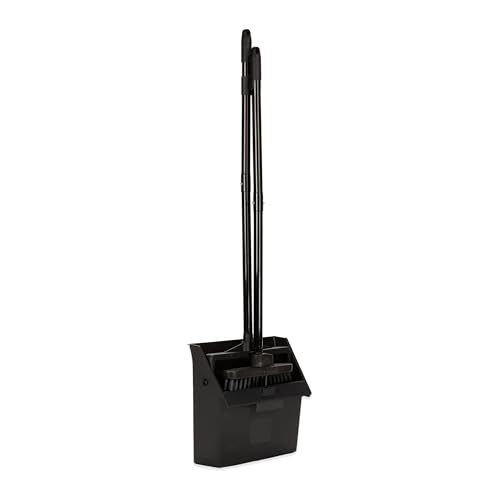 SPARTA Duo-Pan Upright Dust Pan and Broom Set, Essential Cleaning Tools for Home and Commercial Use, 36" Handle, 1 Count, Black