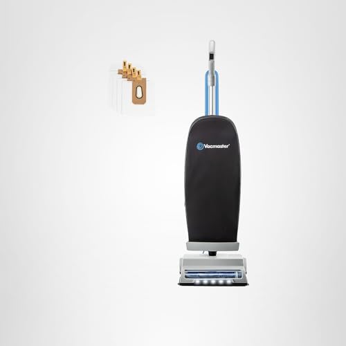 Vacmaster UB0402 Commercial Vacuum Cleaner Ultra-Lightweight 14L Capacity Bagged Upright Vac with LED Headlight and 2-Speed Setting Powerful Suction for Pets, Carpets & Hard Floor