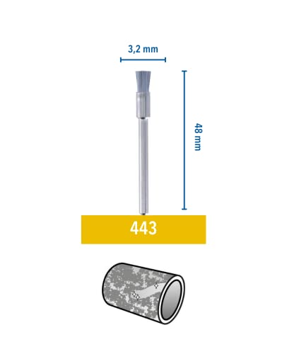 Dremel 443 Carbon Steel Brush Accessory Set, 3 Brushes (3.2 mm) for Cleaning and Removing Rust of Metal Materials