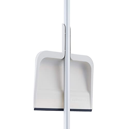 Superio Clip-On Dustpan with Rubber Lip - 10-inch Wide Durable Plastic Dust Pan with Comfort Grip Handle, White, 1-Pack