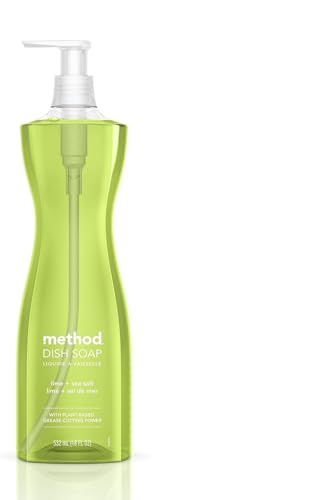 Method Dish Soap, Lime + Sea Salt, Tough on Grease, 18 Fl Oz (Pack of 1)