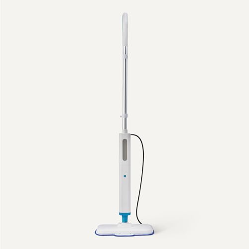Amazon Basics Steam Mop for All Sealed Hard Floors, Heats Up in 30 Seconds, Chemical-Free Cleaning, 3 Washable Pads, 20-Foot Cord, White