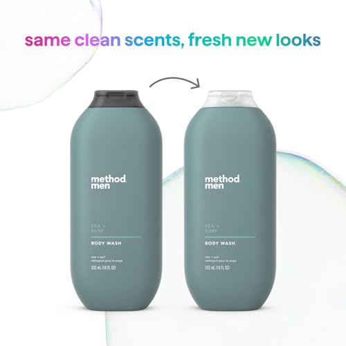 Method Men Body Wash, Sea and Surf Scent, Paraben and Phthalate Free, Quick-Lathering Cleansers, Cruelty Free, 18 oz (Pack of 1)