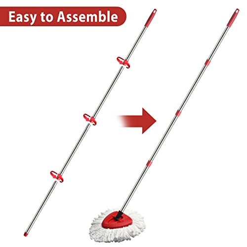 HiBaBy 4-Section Spin Mop Replacement Handle- 2.5-5 Foot Mop Replacement Stick Only Compatible with Ocedar Mop Handle EasyWring (Mops Head & Base Not Included)