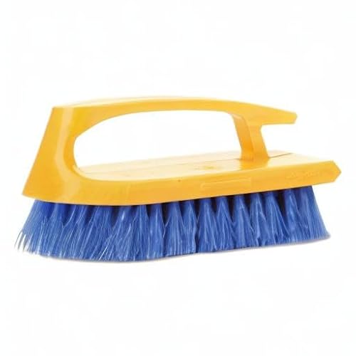 Rubbermaid Commercial FG648200 Iron Handle Scrub Brush, Polypropylene Fill, 1" Trim Length, 6" Length, Cobalt