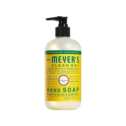 Mrs. MEYER'S Clean Day Honeysuckle Scent Variety, 1 Room Freshener 8 OZ, 1 Liquid Dish Soap 16 OZ, 1 Liquid Hand Soap 12.5 OZ, 1 Multi-surface Cleaner 16 OZ, Honeysuckle, 1 CT