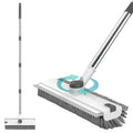 SetSail Floor Scrub Brush, 3 in 1 Floor Scrub Brush with 54-in Adjustable Long Handle and Scraper Heavy Duty Stiff Bristle Floor Scrubber for Cleaning Shower Bathroom Kitchen Patio Garage, Grey&White