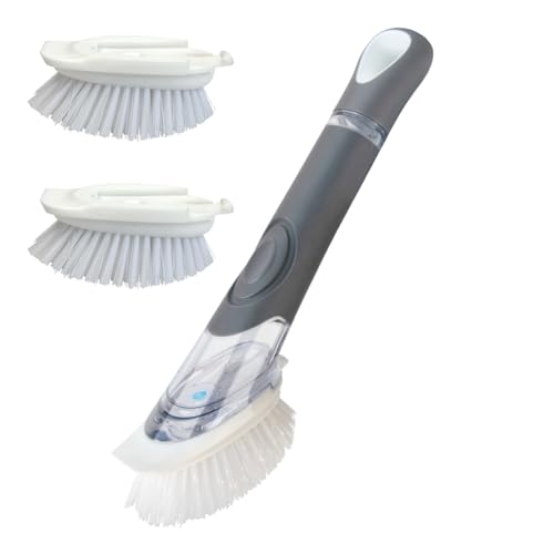 CELOX Dish Brush with Soap Dispenser, 1 Dish Wand & 3 Dish Brush Refill Heads