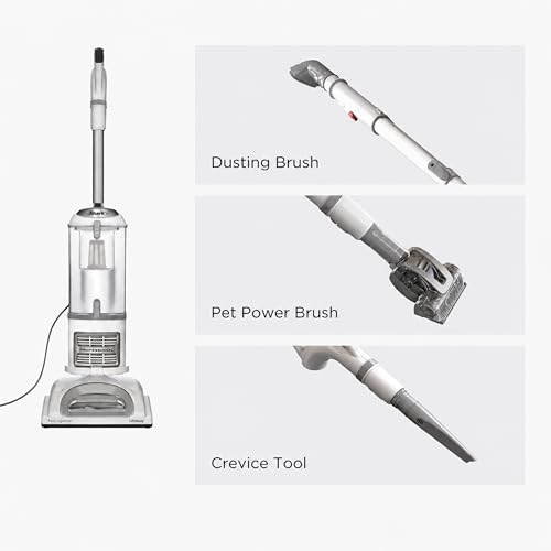 Shark Upright Vacuum Cleaner | Navigator Lift-Away | Pet Hair, Carpet & Hard Floor Cleaning | Pet Power Brush, Dusting Brush & Crevice Tool | HEPA Filter | Swivel Steering | White/Silver | NV356E