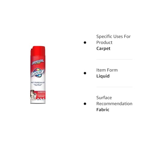 Resolve Pet Specialist Heavy Traffic Foam, Carpet Cleaner, Pet Stain and Odor Remover, 22oz