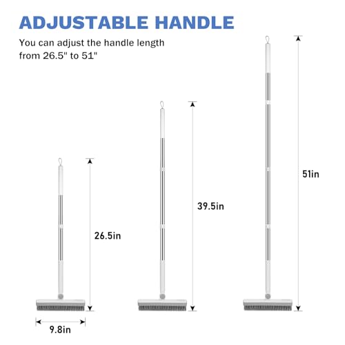 SetSail Grout Cleaner Brush with Long Handle, V-Shaped Floor Scrub Brush Swivel Grout Brush Stiff Bristle Floor Grout Scrubber for Bathroom, Tile Line, Crevice, Kitchen, Wall, Deck, Garage, White Grey