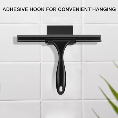 SetSail Squeegee for Shower Glass Door Stainless Steel Shower Squeegee for Glass Doors All-Purpose Window Squeegee for Tile Shower Walls, Sink, Mirror, Bathroom, Car Window Cleaning 10 Inches, Balck