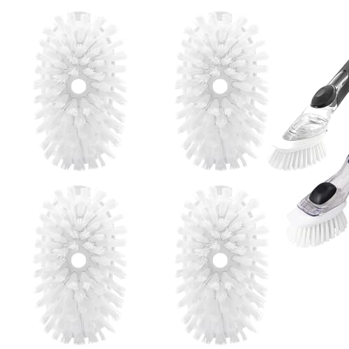 Brush Refills for OXO Dish Brush - 4 Pack Dish Brush Cleaning Soap Dispensing Head Replacement for Scrubber (White)