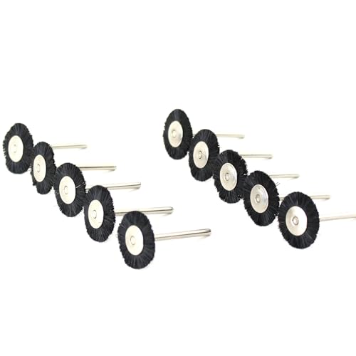 TEMO 10 pc Nylon Plastic Bristle 3/4 Inch Flat Wire Brush with 1/8 Inch Shank for Dremel and Other Rotary Tools on Rust Removal, Corrosion and Scrub Surfaces