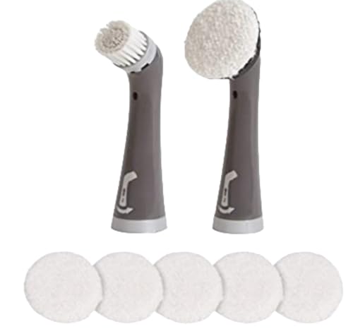 Rubbermaid Reveal Power Scrubber Attachable Soft Bristle & Velcro Head with 6 Microfiber Pads for Cordless Electric Battery Powered Scrub Brush Ideal for Shoes/Sneakers/Car Trim/Tires/Furniture