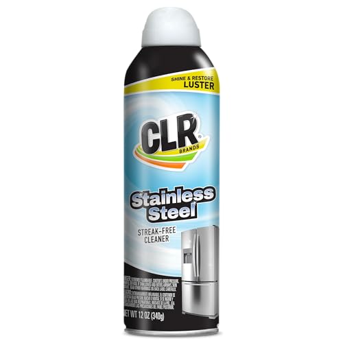 CLR Brands Spot Free Stainless Steel Cleaner - Removes Water Marks, Fingerprints and Residue from Refrigerators, Dishwashers, Ovens and More, Streak Free Shine - 12 Oz Spray Can (Pack of 1)