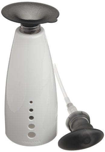 Casabella Sink Sider Soap Pump Bottle 14-Ounce Multipurpose Dispenser with Soap Filling Funnel, White