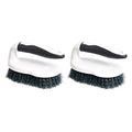 Amazon Basics All Purpose Rectangular Scrub Brush, Hard Bristle, Stiff Bristles, Sturdy, Ergonomic Long Handle, Durable, 2-Pack, White & Black