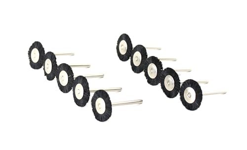 TEMO 10 pc Nylon Plastic Bristle 3/4 Inch Flat Wire Brush with 1/8 Inch Shank for Dremel and Other Rotary Tools on Rust Removal, Corrosion and Scrub Surfaces
