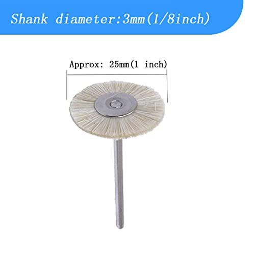 Luo ke 15 Pcs White Mini Wire Brush Wheel Nylon Bristle Polishing Wheel 3mm Shank for Dremel (T Shape)