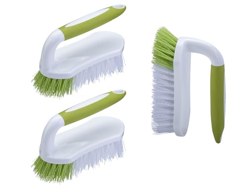 Scrub Brush for Cleaning, Heavy Duty Shower Scrubber with Stiff Bristles for Tub, Sink, Floor, Tile, and Carpet Scrubbing, 3 Pack