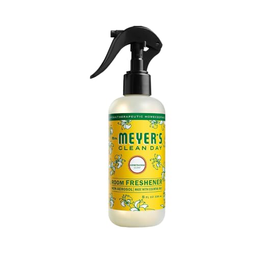 Mrs. MEYER'S Clean Day Honeysuckle Scent Variety, 1 Room Freshener 8 OZ, 1 Liquid Dish Soap 16 OZ, 1 Liquid Hand Soap 12.5 OZ, 1 Multi-surface Cleaner 16 OZ, Honeysuckle, 1 CT
