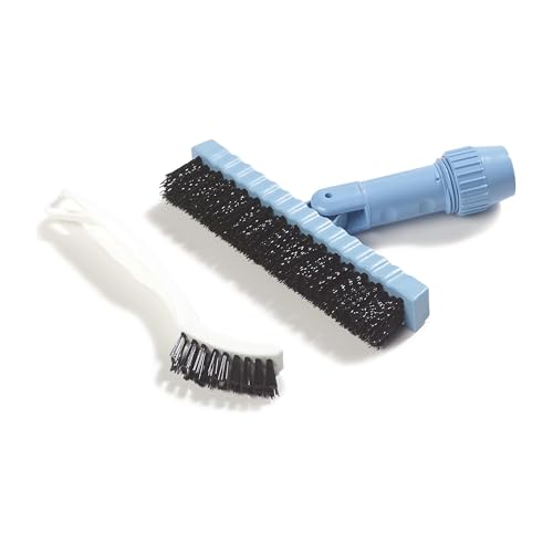 SPARTA Flo-Pac Grout Brush with Nylon Bristles, Scrubber with Handle for Bathroom and Kitchen Tile, 8", White