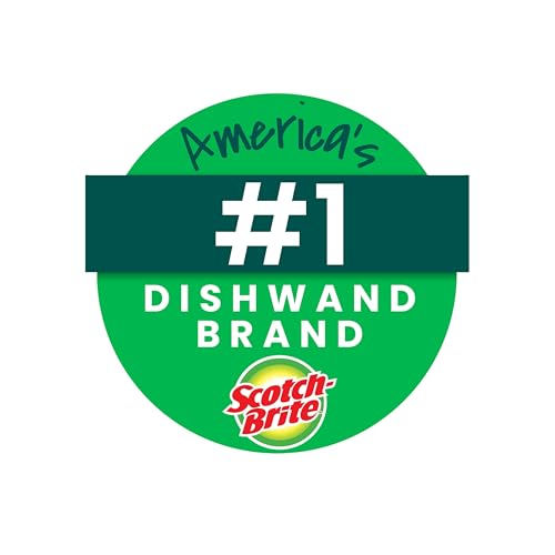Scotch-Brite Zero Scratch Dishwand, Dishwasher-Safe Scrub Wand with Built-in Scraper, Gentle Scrubbing Power, Stands Upright, 1 Pack