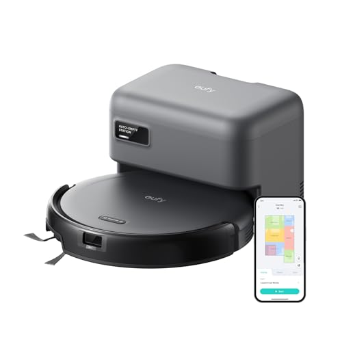 eufy Like-New C10 Robot Vacuum Self Emptying, 8 Weeks Hands Free, Advanced Smart Mapping with LiDAR Navigation, 2.85-Inch Slim Design, Powerful Suction, Edge Expansion Brush for Pet Hair（Renewed）