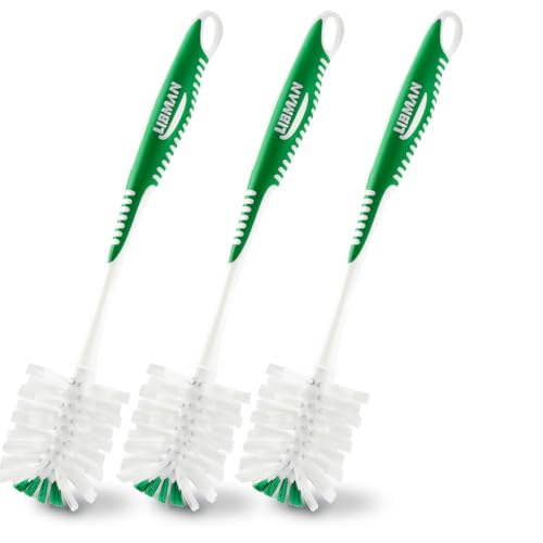 Libman Bottle Brush - 3 Pk Bottle Cleaner - Cleaning Brush with Long Handle for Cleaning Glasses, Shaker Bottles, Cups, Dishes, Mugs - Non-Slip Grip