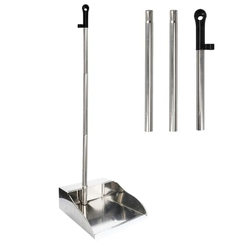 Stainless Steel Dustpan Metal Dustpan with Handle Heavy Duty Dust Pan Upright Dust Pan for Home Office Lobby