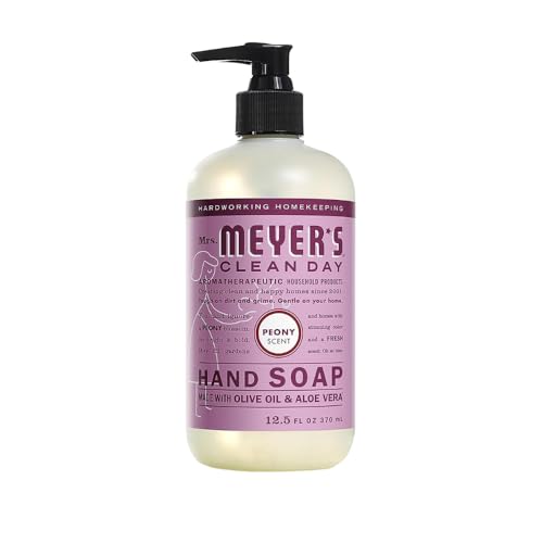 Mrs. MEYER'S Variety, 1 Room Freshener, 8 OZ, 1 Liquid Dish Soap, 16 OZ, 1 Liquid Hand Soap,12.5 OZ, 1 Multi-Surface Cleaner 16 OZ, 1 CT (Peony)
