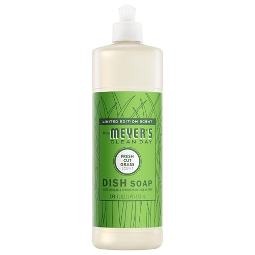 MRS. MEYER'S CLEAN DAY Liquid Dish Soap, Fresh Cut Grass Scent, 16 Ounce Bottle