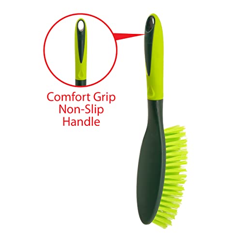 Pine-Sol Dustpan and Brush Set | Nesting Snap-On Design | Portable, Compact Dust Pan and Hand Broom for Cleaning with Rubber Grip Edge, Green