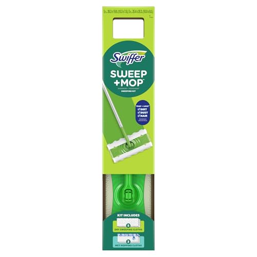 Swiffer Sweeper Dry + Wet Multi Sweeping Kit (1 Sweeper, 7 Dry Cloths, 3 Wet Cloths)