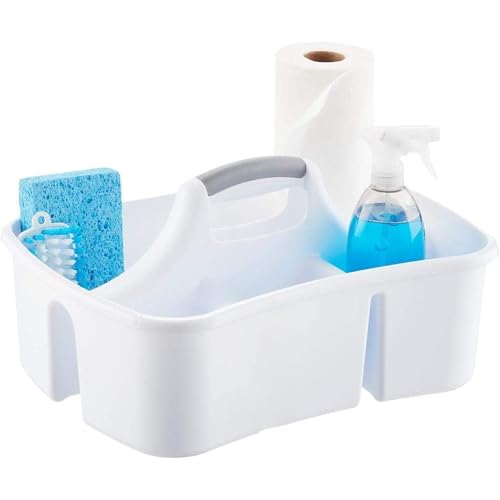 Extra Large 5 Gal Divided Cleaning Caddy Organizer with Handle - Cleaning Supplies for Housekeeping - Shower Caddy Portable - Shower Caddy Dorm - Cleaning Supplies Organizer - 17.75 x 13.25 x 7.75