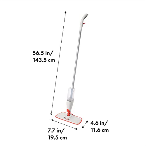 OXO Good Grips Microfiber Spray Mop with Slide-Out Scrubber,Red/White