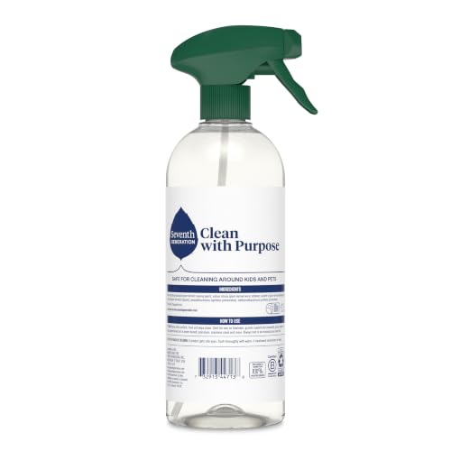 Seventh Generation All Purpose Cleaner, Free & Clear, 23 oz, Pack of 4, Plant-Based Cleaning Spray, Cuts Grease & Grime, No Fragrance or VOCs, Safe for Kids & Pets, Works on Glass, Sealed Wood & More