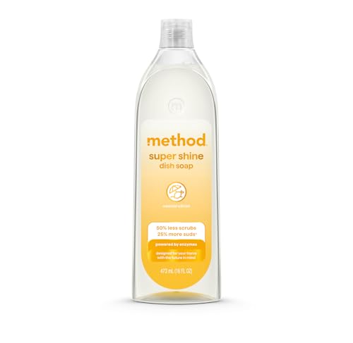 Method Super Shine Liquid Dish Soap, Powered by Enzymes, Coastal Citron Scented, 16 fl oz