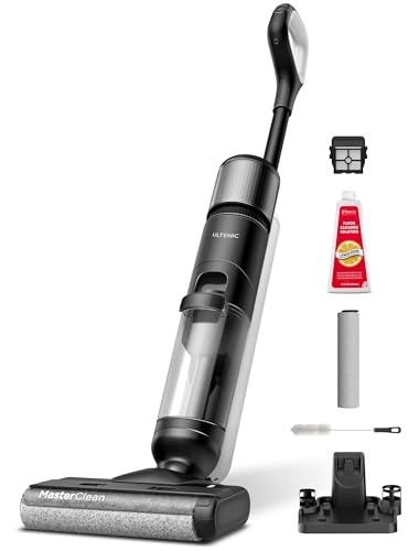 Ultenic Wet Dry Vacuum Cleaner, Cordless Vacuum Mop Combo with Self-Cleaning, 50min Runtime, Smart Mess Detection, Edge Cleaning, LED Display, 3-in-1 Floor Cleaner Machine for Hard Floor, Black＆White