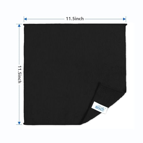 HOMEXCEL Microfiber Cleaning Cloth, Premium Microfiber Towels for Cars, Lint Free, Scratch-Free, Highly Absorbent, Reusable Cleaning Rags for Car, Household, Kitchen, Window(Black,5)