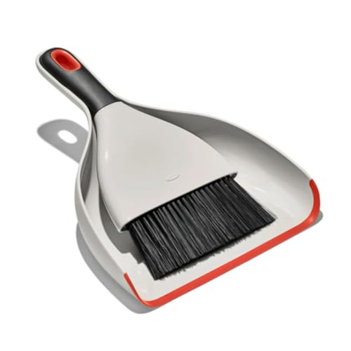 OXO Good Grips Dust Pan And Brush, 12 X 9, 2" Handle, Plastic, White