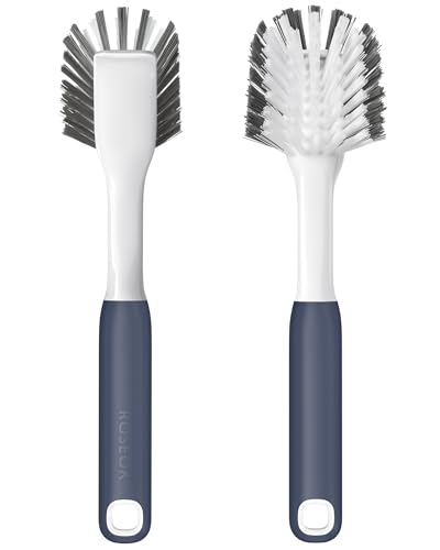 ROSEOK Dish Brush, Dish Scrubber, Nylon Bristles with Built-in Scraper