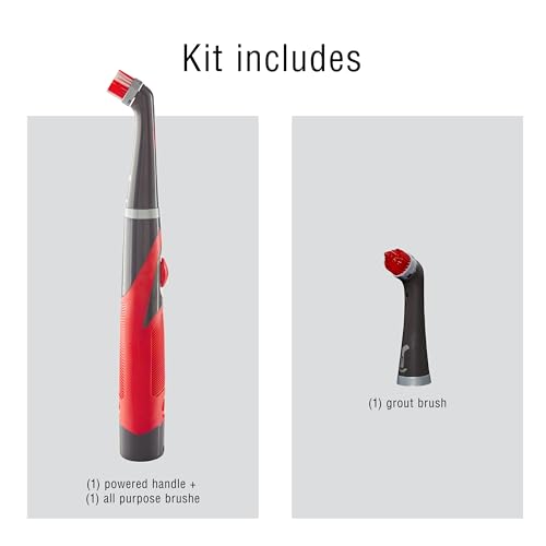 Rubbermaid Reveal Power Scrubber with Multi-Purpose & Grout Head, Cordless Electric Battery Powered Scrub Brush, Water Resistant, for Home/Kitchen/Bathroom/Grout/Tile/Shower/Tub