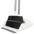 BSKLIN Broom and Dustpan Set for Home, 52" Long Handle Standing Broom Set with Dustpan Self-Cleaning Teeth for Hair Removal Heavy Duty Indoor Outdoor Sweeping Kit for Kitchen Garage (White)
