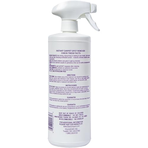 FOLEX Instant Carpet Spot Remover 32 oz – Powerful Stain Remover for Carpets, Upholstery & Rugs – Eliminates Pet Stains, Grease, Red Wine, Food, Makeup & More – With Reusable Cleaning Cloth - 1 Pack
