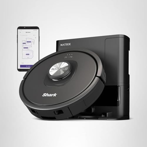 Shark RV2310AE Matrix Self-Emptying Robot Vacuum with Bagless, 45-Day Capacity, Self-Cleaning Brushroll for Pet Hair, No Spots Missed on Carpets & Hard Floors, Precision Home Mapping, Wi-Fi, Black